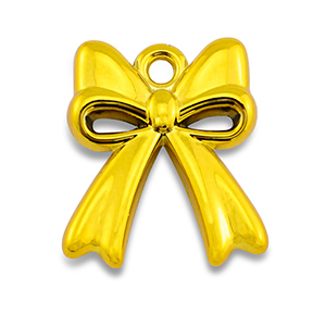 Breloques acrylique n&oelig;ud Jaune dor&eacute;