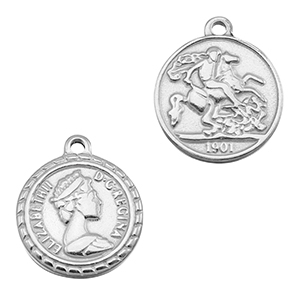 Breloques en acier Inox pi&egrave;ce de monnaie Argent&eacute;