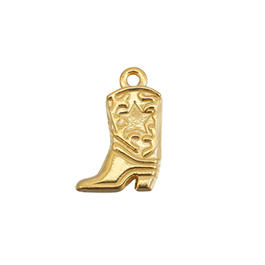 Breloques en acier Inox botte de cow-boy Dor&eacute;