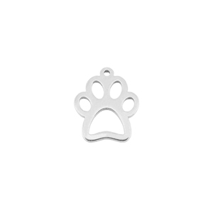 Breloques en acier Inox patte de chien Argent&eacute;