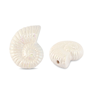 Perles en c&eacute;ramique DQ grecque coquille Blanc