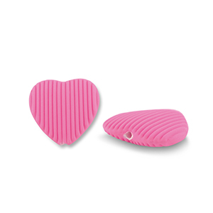 Perles acryliques c&oelig;ur Rose magenta
