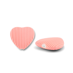 Perles acryliques c&oelig;ur Rose saumon