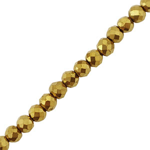 Perles h&eacute;matites facett&eacute;es ronde 3mm Dor&eacute;