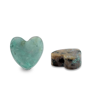 Pierres naturelles perles Calcite c&oelig;ur Vert-noir