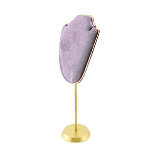 Pr&eacute;sentoir bijoux buste pour colliers Violet lilas-dor&eacute;