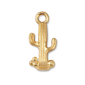 Breloques en m&eacute;tal cactus Dor&eacute;