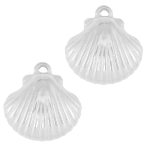 Breloques en acier Inox coquille Argent&eacute;