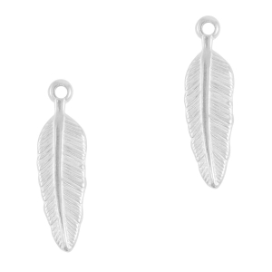 Breloques en acier Inox plume Argent&eacute;
