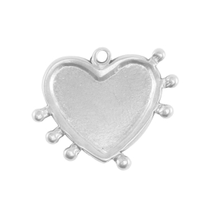 Breloques en acier Inox coeur Argent&eacute;
