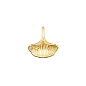 Breloques en acier Inox feuille de Ginkgo Dor&eacute;