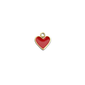 Breloques en acier Inox coeur Dor&eacute;-rouge