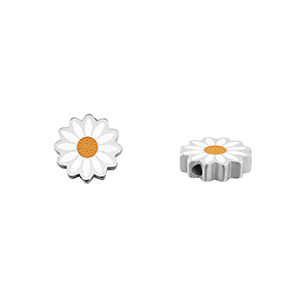 Perles en acier Inox marguerite Argent&eacute;-blanc