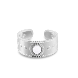 Bagues en acier Inox perle Argent&eacute;-blanc