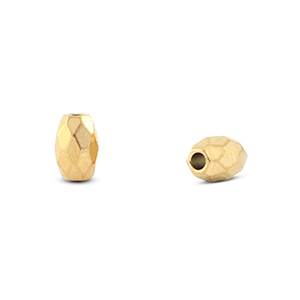 Perles en acier inox facettes ovale Dor&eacute;