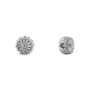 Perles en acier inox fleur Argent&eacute;