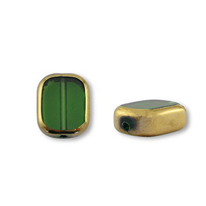 Perles en verre rectangle Vert transparent-dor&eacute;