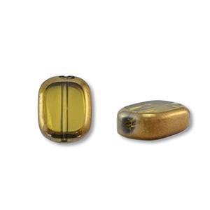 Perles en verre rectangle Jaune transparent-dor&eacute;