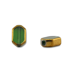Perles en verre hexagone Vert transparent-dor&eacute;