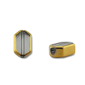 Perles en verre hexagone Gris transparent-dor&eacute;