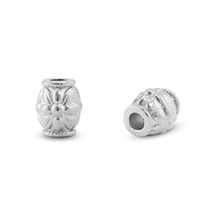 Perles en acier inox tubes fleur Argent&eacute;