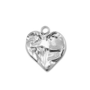 Breloques en acier Inox coeur Argent&eacute;
