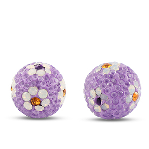 Perles boh&egrave;me rond Violet-blanc
