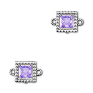 Connecteurs en acier Inox zirconium carr&eacute; Argent&eacute;-violet