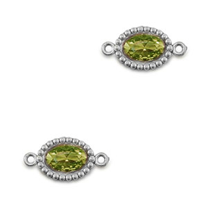Connecteurs en acier Inox zirconium ovale Argent&eacute;-vert lime