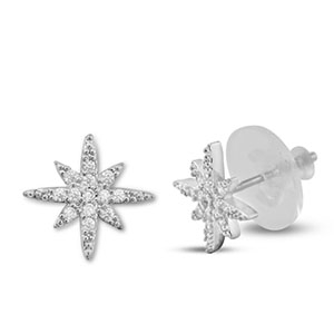 M&eacute;tal TQ laiton boucles d'oreilles / puces d&rsquo;oreilles zirconium &eacute;toile Argent&eacute;