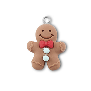 Pendentifs en r&eacute;sine bonhomme pain d'&eacute;pices Marron-rouge-bleu