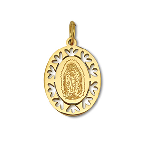 Breloques en acier Inox ovale religieuse Dor&eacute;