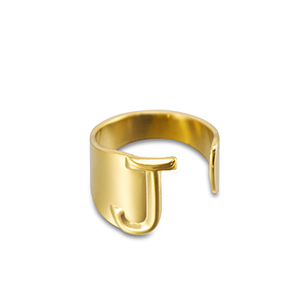 Bagues en acier Inox lettre J Dor&eacute;