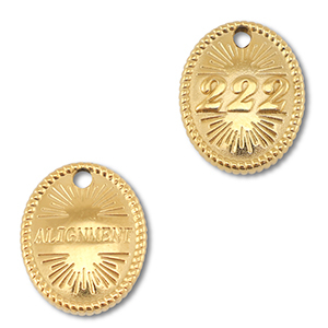 BY31&reg; Breloque en acier Inox num&eacute;ros des anges 222 / alignment Dor&eacute;