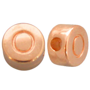 Perles alphabet en m&eacute;tal DQ lettre O Dor&eacute; ros&eacute; (sans nickel)
