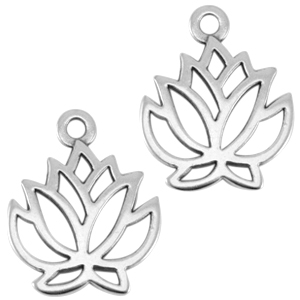 Breloques en m&eacute;tal DQ lotus argent&eacute; antique (sans nickel)