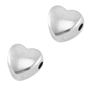 Perles en m&eacute;tal DQ c&oelig;ur Argent&eacute; antique (sans nickel)