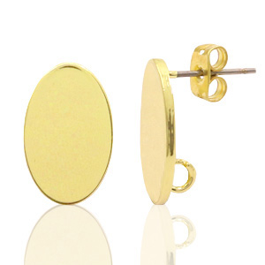 Appr&ecirc;ts en m&eacute;tal DQ puce d'oreille ovale 11x18mm Dor&eacute; (sans nickel)