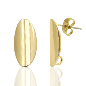 Appr&ecirc;ts en m&eacute;tal DQ puce d'oreille ovale 9x18mm Dor&eacute; (sans nickel)