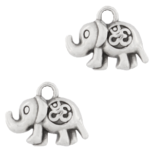 Breloques en m&eacute;tal DQ &eacute;l&eacute;phant & Ohm Argent&eacute; antique (sans nickel)