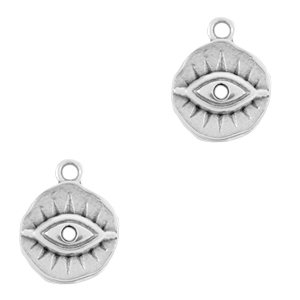 Breloques en m&eacute;tal DQ Oeil porte-bonheur Argent&eacute; antique (sans nickel)