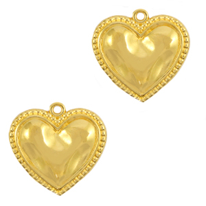 Breloques en m&eacute;tal DQ coeur Dor&eacute; (sans nickel)