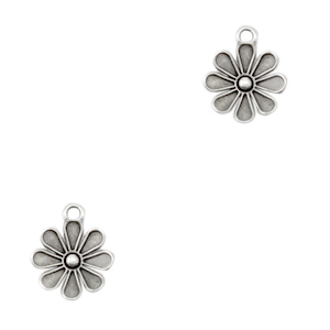Breloques en m&eacute;tal DQ fleur Argent&eacute; antique (sans nickel)