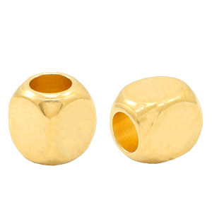 Perles en m&eacute;tal DQ cube 2.5mm Dor&eacute; (sans nickel)