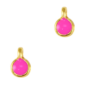Breloques en m&eacute;tal DQ 5mm Dor&eacute;-rose fuchsia n&eacute;on (sans nickel)