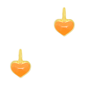 Breloques en m&eacute;tal DQ coeur Dor&eacute;-orange n&eacute;on (sans nickel)