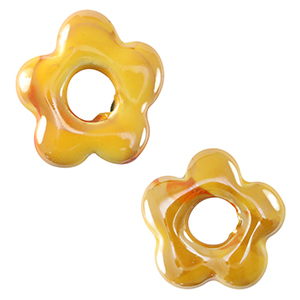 Perles en c&eacute;ramique DQ grecque fleur Jaune chaud