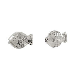 Perles en m&eacute;tal DQ poisson Argent&eacute; antique (sans nickel)