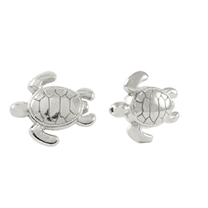 Perles en m&eacute;tal DQ tortue Argent&eacute; antique (sans nickel)