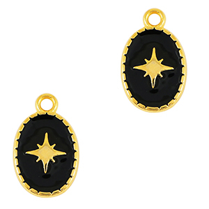 Breloques en m&eacute;tal DQ &eacute;toile Dor&eacute;-noir (sans nickel)